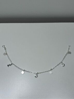 Sterling Silver Moon & Smiling Sun Charm Bracelet/Anklet - S925